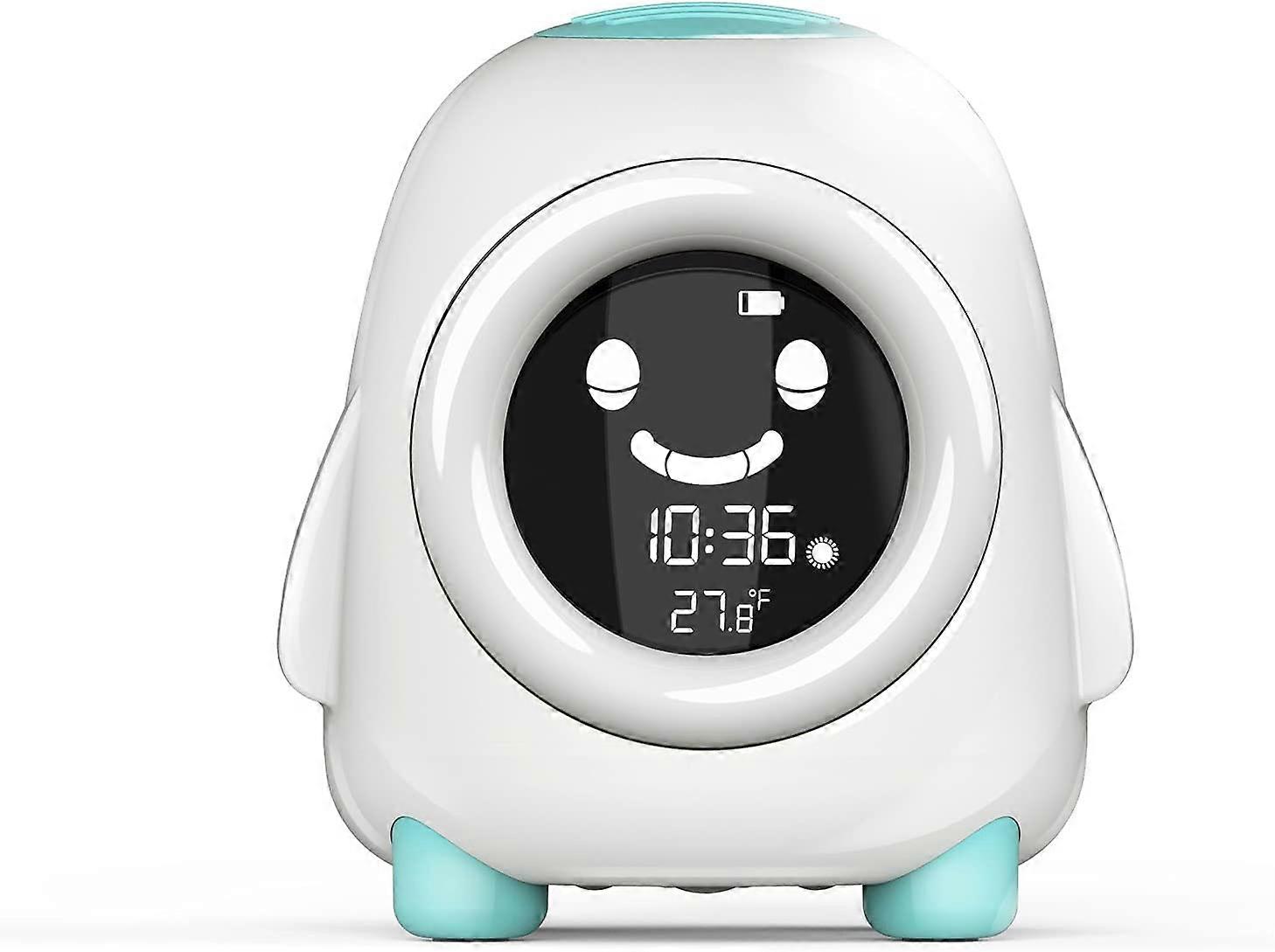 منبه الأطفال المنبه للأطفال الصغار منبه مدرب نوم الأطفال للأطفال ، 5 ضوء ليلي ملون ضوء الاستيقاظ الرقمي ، آلة صوت النوم ، درجة الحرارة
