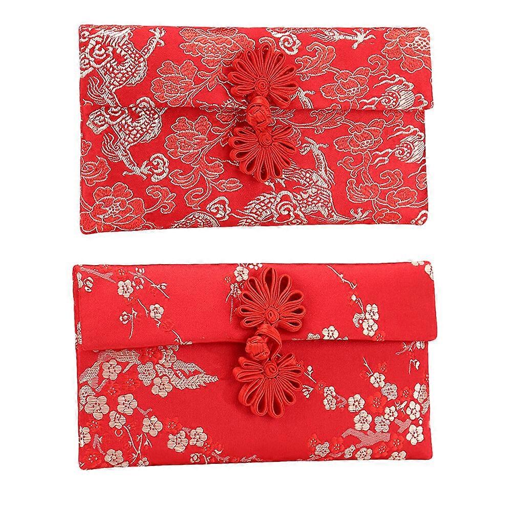 2pcs Red Packets Chinese Envelopes Classic Knot Red Envelopes for New Year