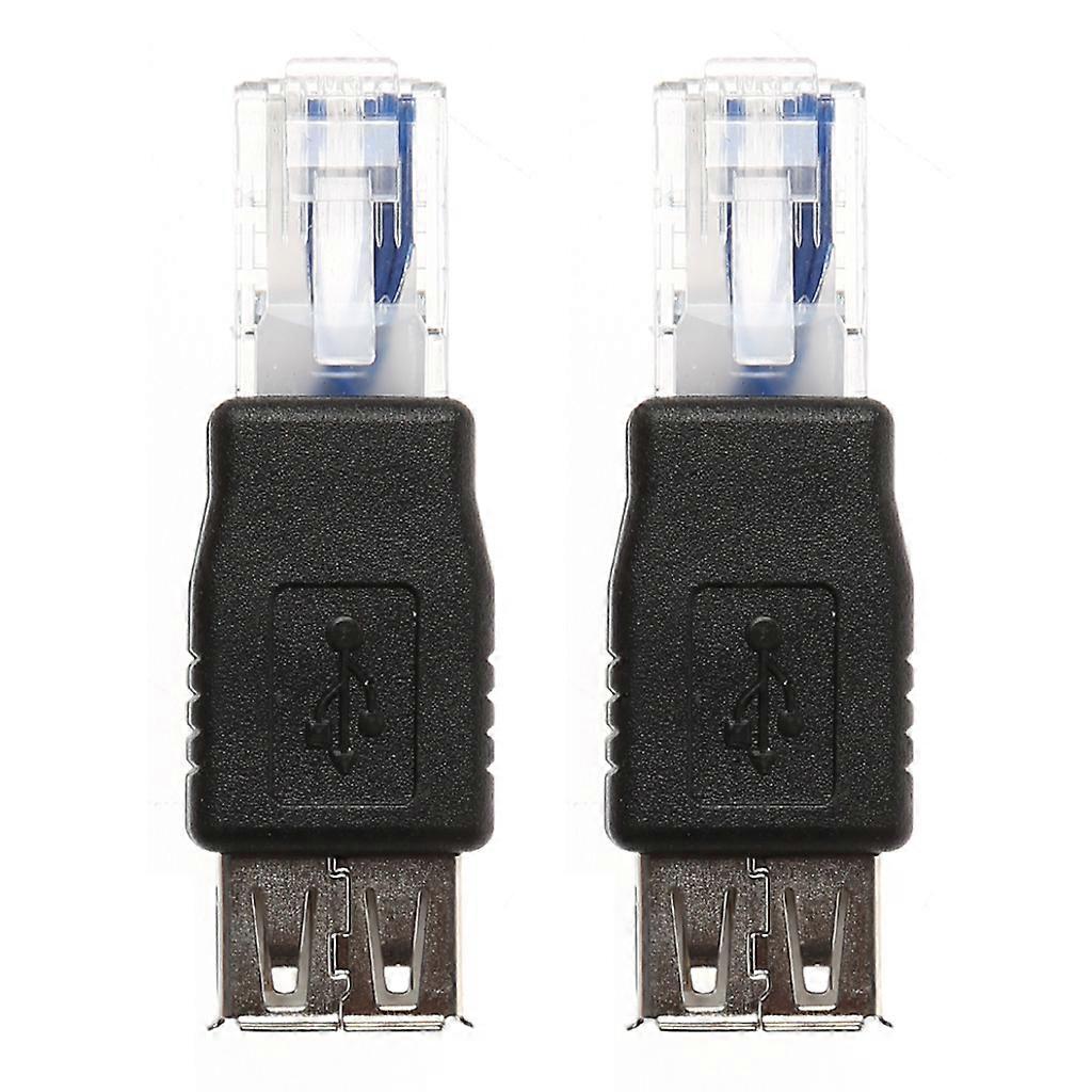 2Pcs USB Type A 女性转以太网互联网 RJ45 男性连接器转换器适配器