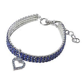 1Pcs pano coração padrão colar de pescoço de gato criativo com charme para filhote de cachorro de estimação tamanho l (azul)