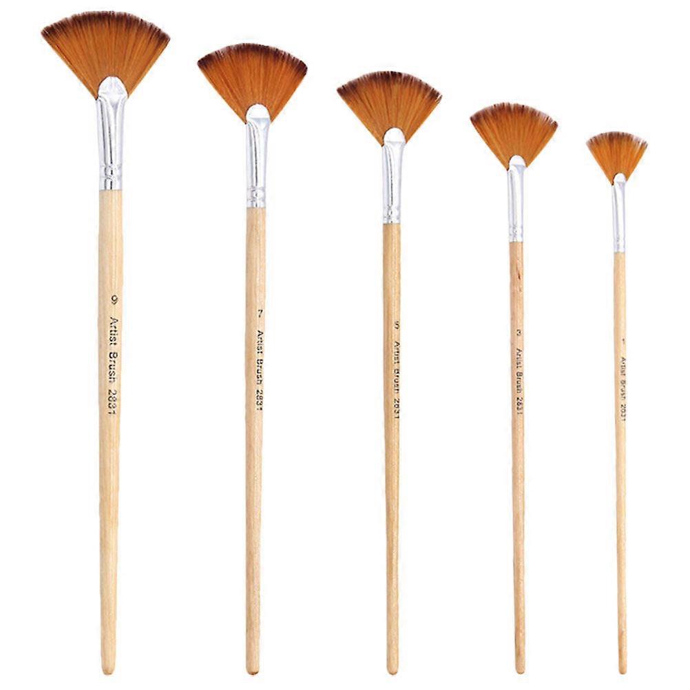 5Pcs Portable Paint Brushes Multi-function Fan Brushes Professional Watercolor Brushes