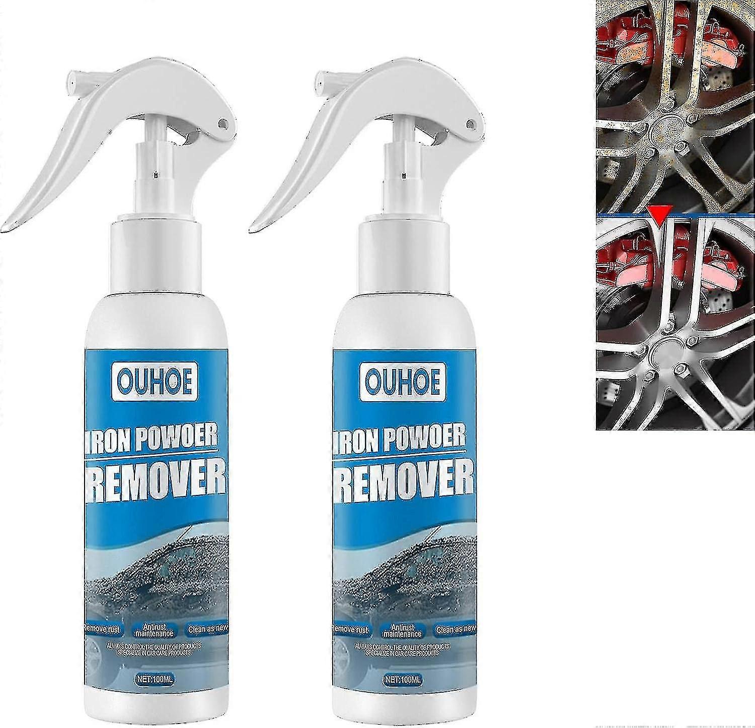Car Rust Remover Spray, Ouhoe Iron Powder Remover, Rust Remover For Automobile Wheels, Car Rust Removal Spray, 100ml/30ml-2pcs||100ml-hao - MXBC