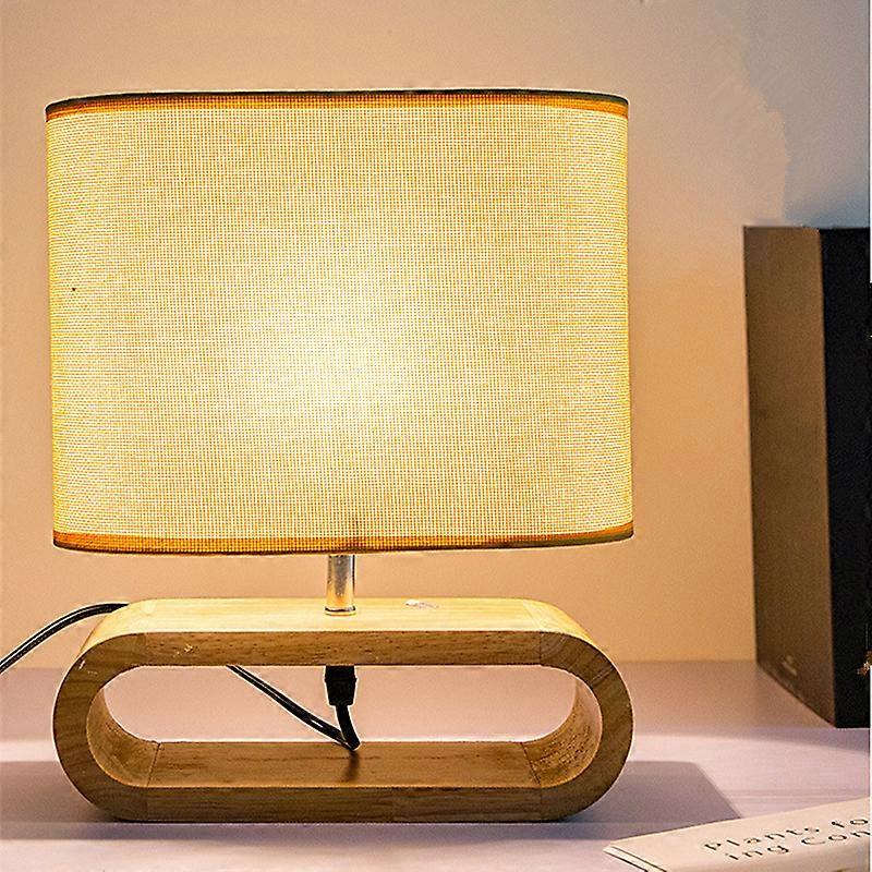 Solid wood LED bedside table lamp, study desk lamp, EU and US plug, without bulb, creative and modern