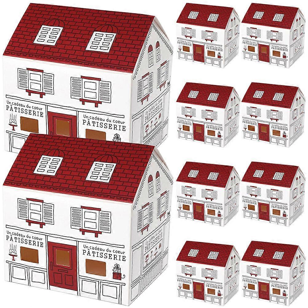 10pcs Cookie Boxes Candy Containers Decorative Treat Boxes Small Candy Cases House Shaped Gift Boxes