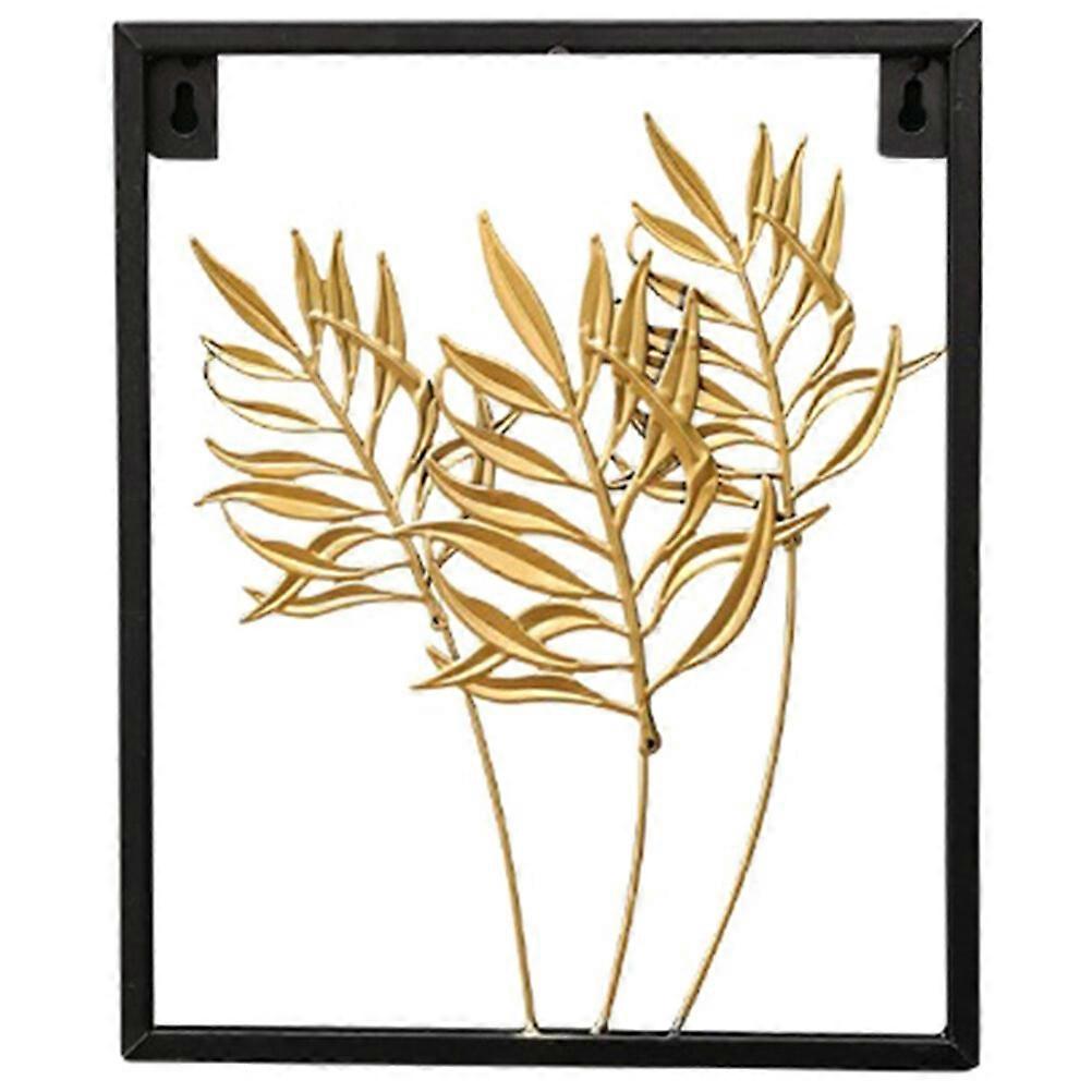 Artificial Bamboo Leaf Wall Decor Realistic Golden Plants Leaf Wall Plaque