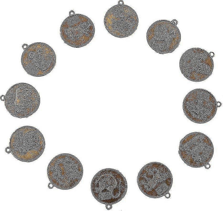 Homyl 12pcs Alloy Chinese Lucky Coin Feng Shui Coins Diameter: Approx. 2.5cm