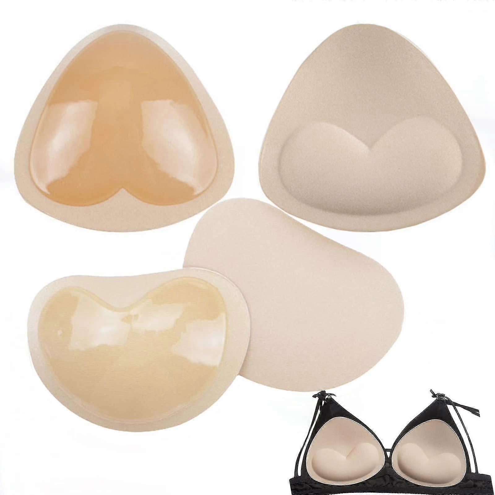 Self-adhesive Inserts Bra Pads 2 Pairs Inserts Push Up Pads Removable Breast Enhancement For Bras Bikini Sport