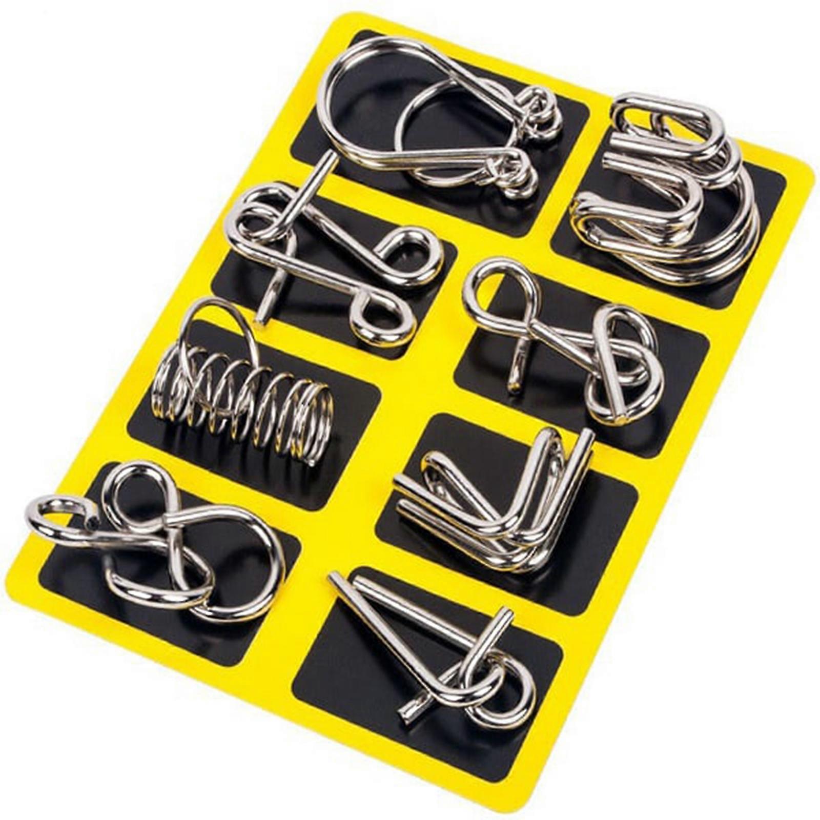 Metal Wire Puzzle Set of 8 Brain Teaser IQ Test Disentanglement Toy Game