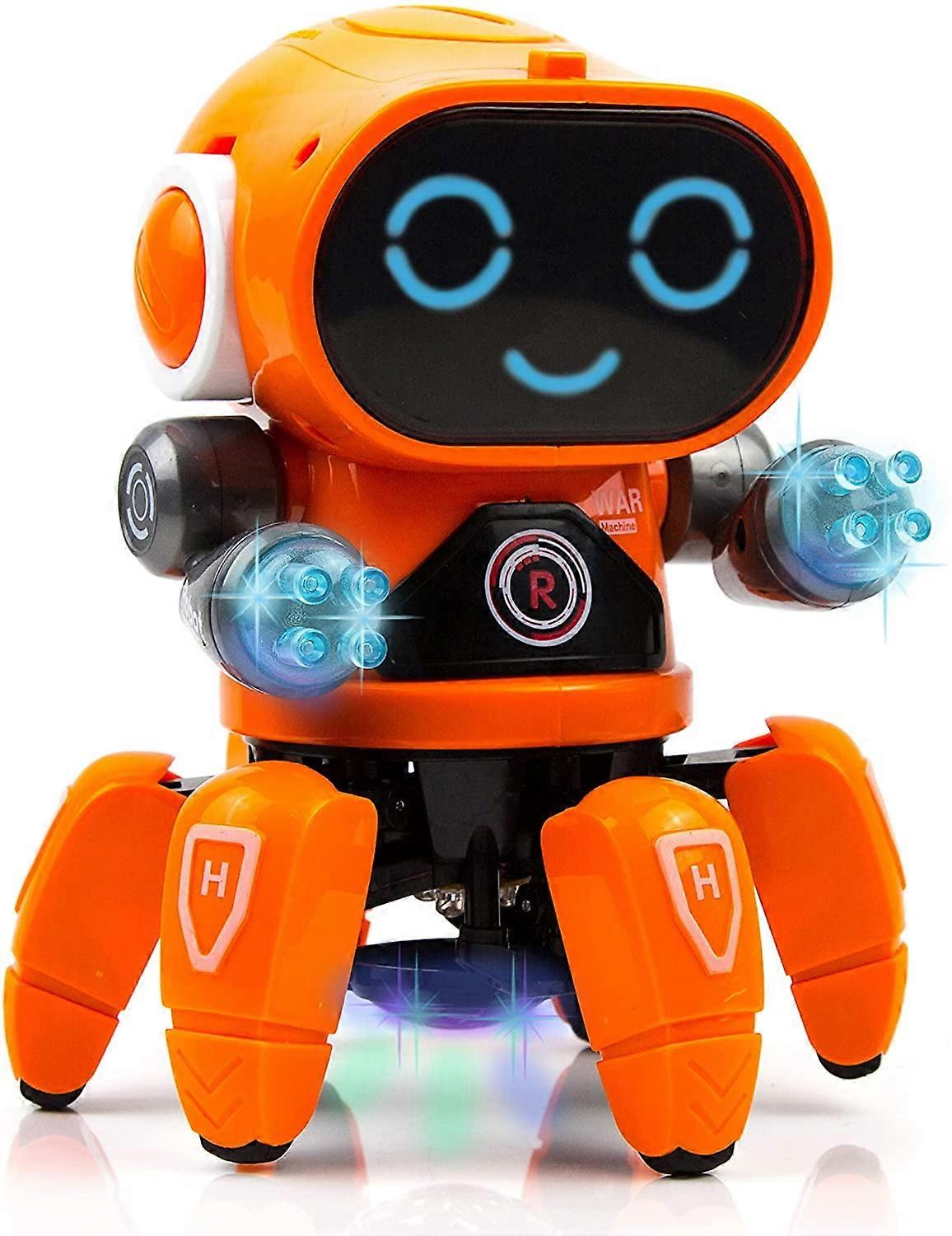 Robot Toy for Kids Walking Dancing Robot Toys with Flashing Lights and Music Orange