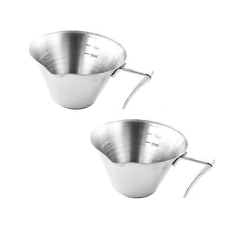 Espresso-Messbecher mit Griff, 2er-Pack, doppelte Espressotassen, Edelstahl, Espresso-Ausgießer