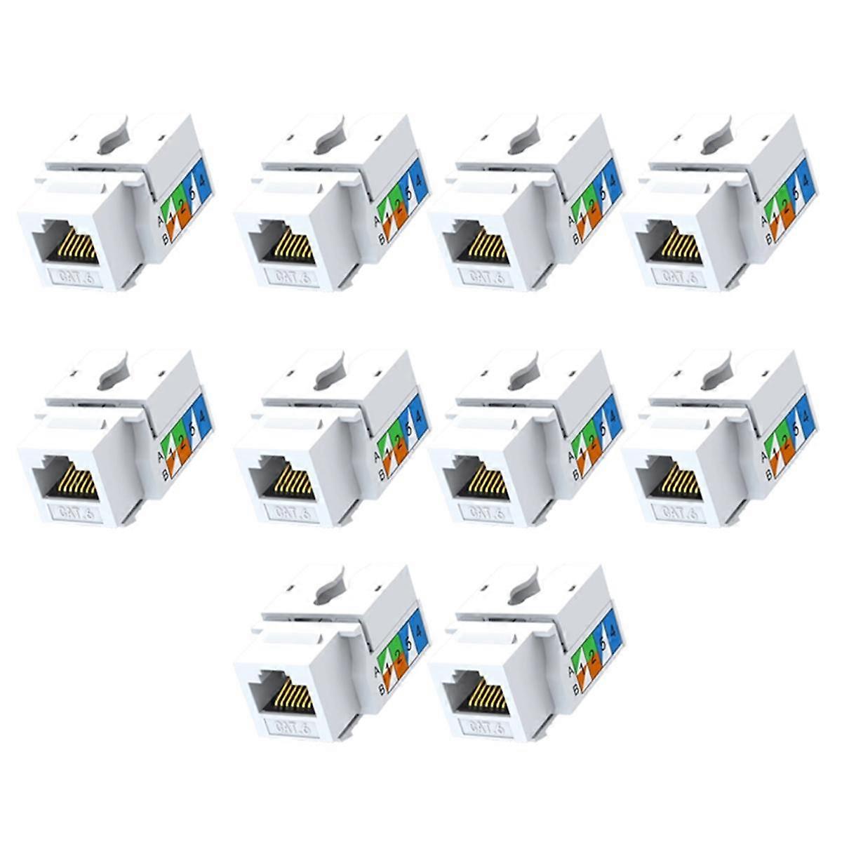 10PCS Cat6 Jack, Ethernet Punch Down Connector, Wall Adapter 90-Degree Module Coupler, Compatible Cat5/5e/6