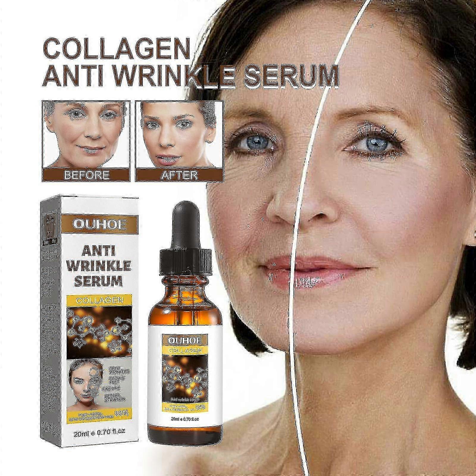 OUHOE Collagen Anti-Aging Essence ، تلاشي التجاعيد والخطوط الدقيقة ، ترطيب ، شد وتزلج الوجه