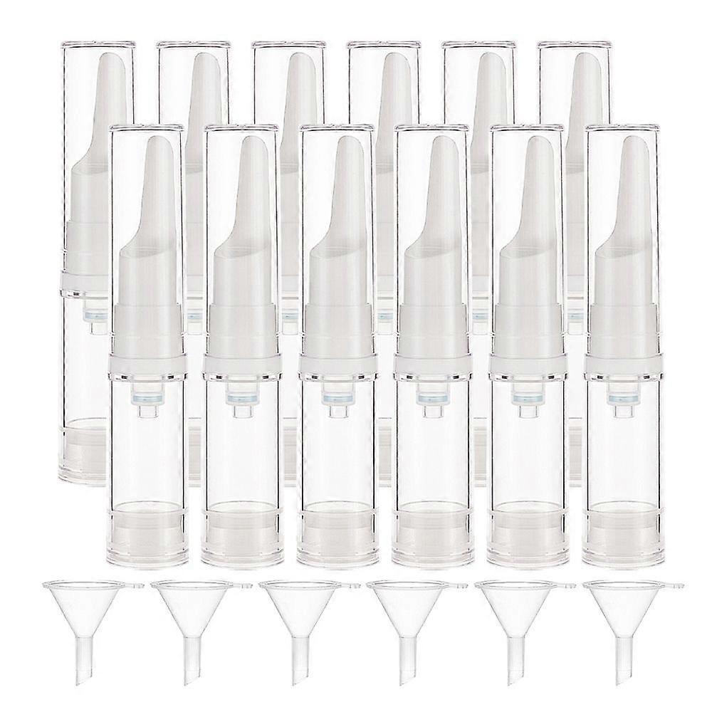 Plastic Transparent Dewar Bottles Empty Eye Cream Tube Vials with Transparent Plastic Funnel Hopper Clear 10x1.9cm Capacity: 5ml 12pcs