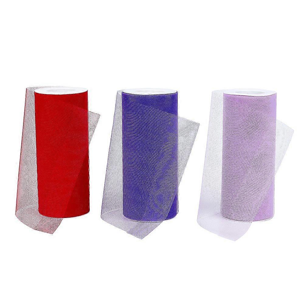 Deco Mesh Ribbons Tulle Fabric Tulle Roll Spool Fabric For Skirt Making Mixed Color 6 inch(150mm) 25yards/roll(22.86m/roll) 3rolls/set