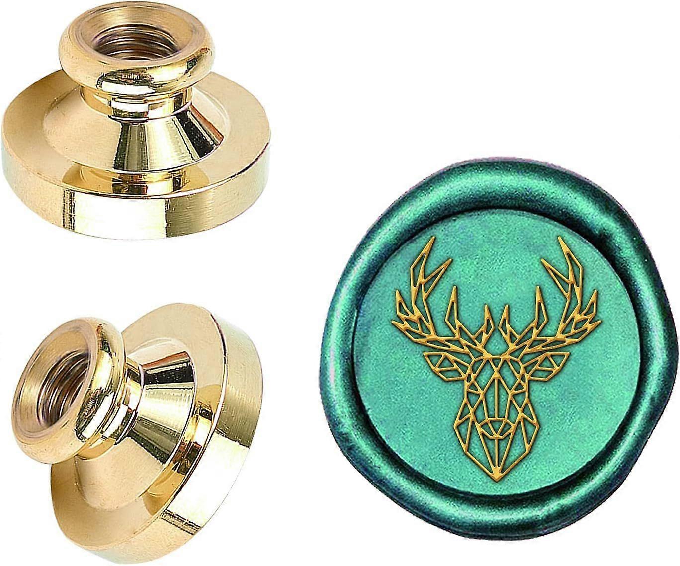 Geometric Deer Pattern Wax Seal Stamp Head 0.98" Removable Brass Head Vintage Sealing Stamp for Embellishment Packing Greeting Cards Letters Envelopes