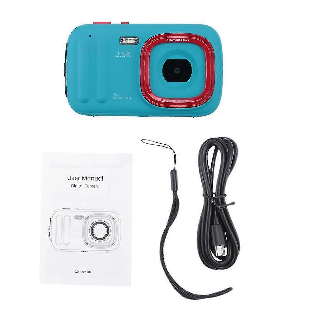72mp Digital Camera 2.5k Compact Point And Camera, 16x Zoom Auto Focus Camera With Mp3 For Kids Blue
