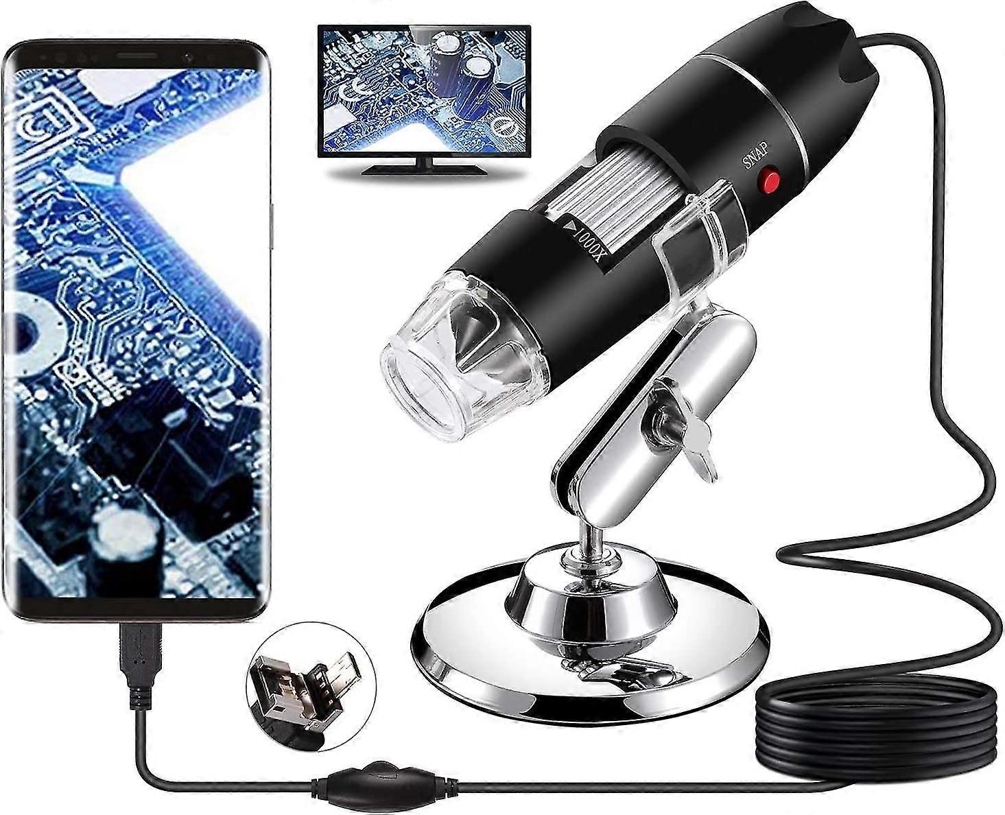 Usb Digital Microscope, Handheld 40x-1000x Magnifiion Endoscope, 8 Led Mini Video Camera For Windows 7/8/10 Mac Linux Android,3038