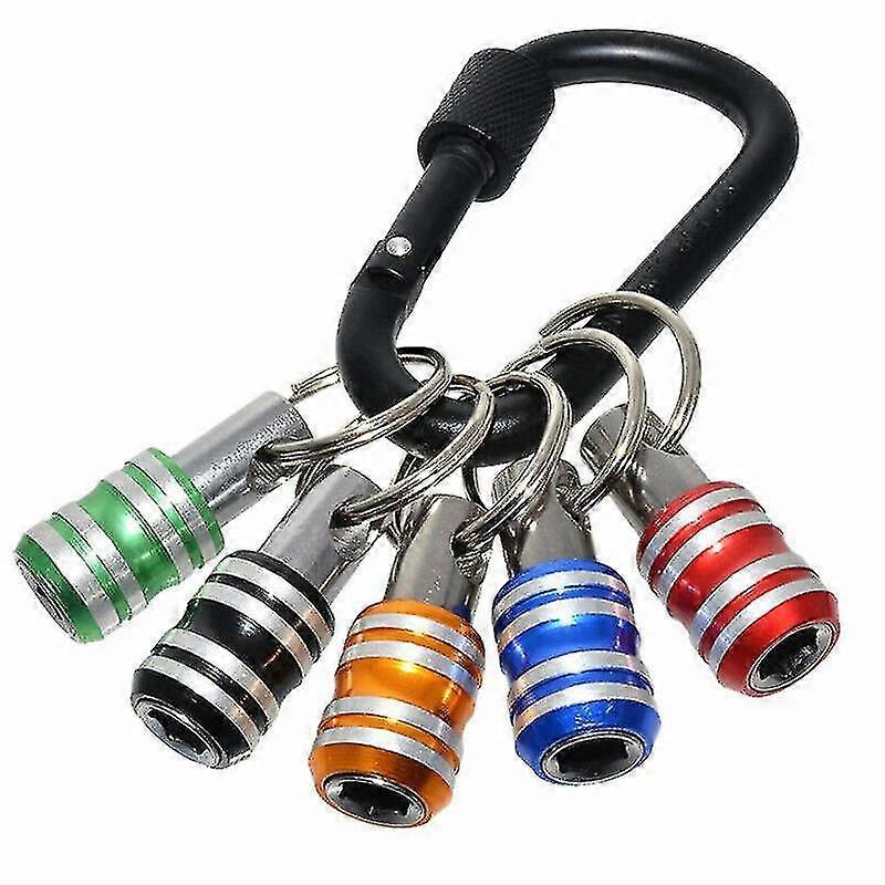 5 Screwdriver Bit Holders Key Rings Aluminum Alloy Screwdriver Bit Holder Portable 3 Slot Screwdriver Bit Holder 1/4 Inch Quick Release Tool For Drill