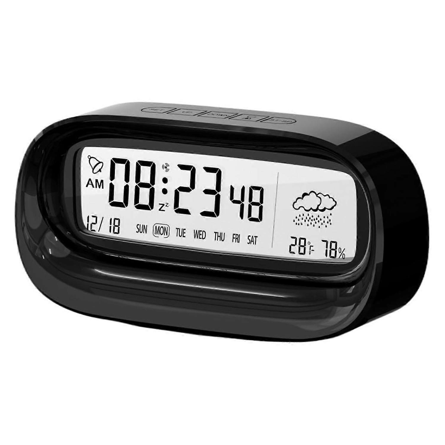 Smart Calendar Alarm Clock Transparent Multi-Function Home Office Desktop Digital Clock - Black