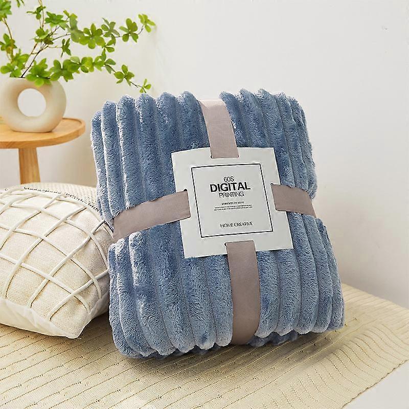 1PC Thickened Warm Plush Double-Sided Rabbit Fleece Blanket Super-Soft Solid Color Car Pet Blanket Office