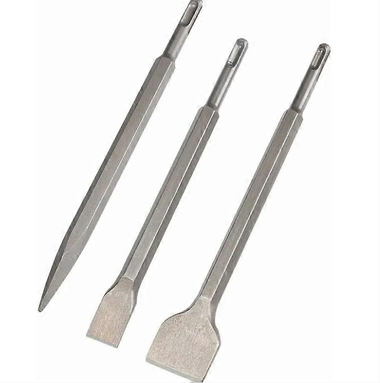 Chisels, Set 3 (Large Chisel, Flat Chisel, Pointed Chisel) for Light Duty Drills and Impact Hammers Standard Work in Concrete Tiles Building Blocks