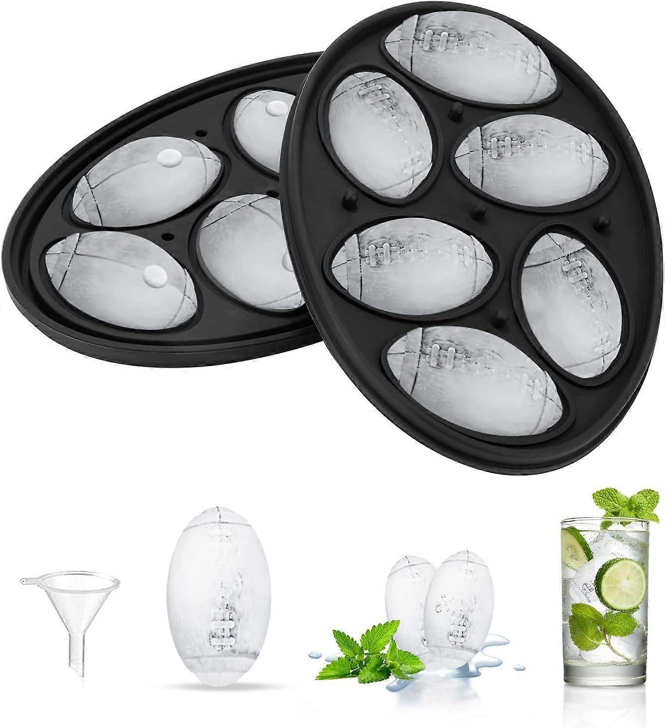 Ice Cube Tray, 6 Grids Ice Cube Tray With Rugby Ball Shaped Silicone Ice Cube Lid For Kids
