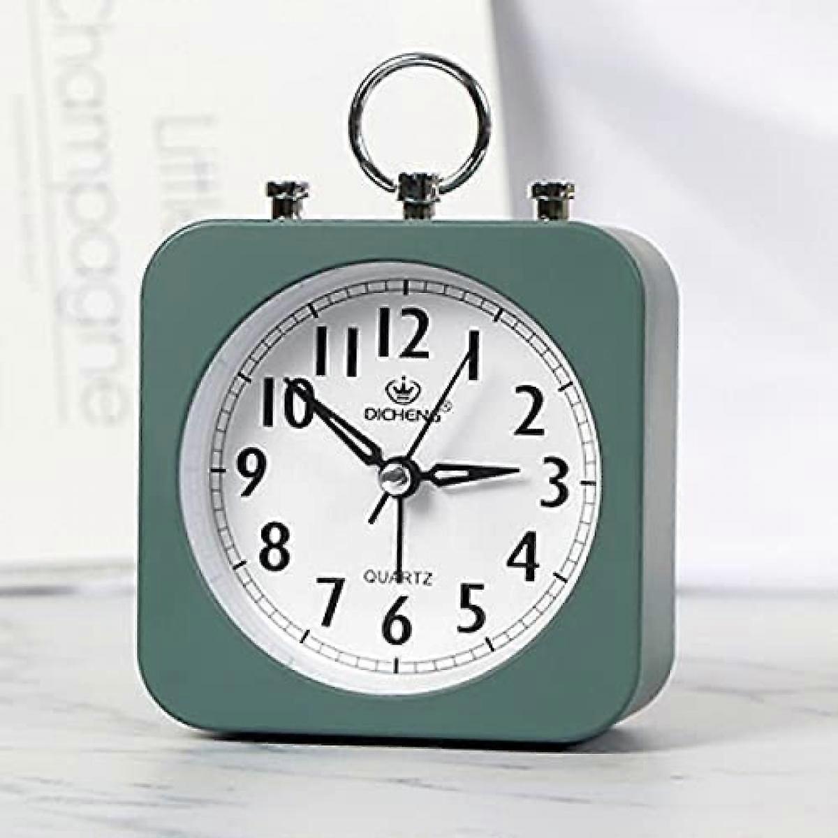 Alarm Square Desk Table Clock Wake You Up Silent Working Perfect for Bedroom Office green