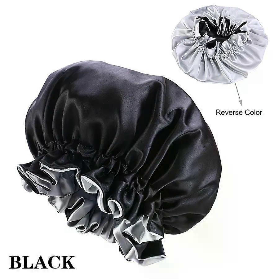 Alileader Reversível Cetim Boné Caps de Cabelo Dupla Camada Ajustar Sono Noite Cap Cabeça Capa Chapéu Silk Sleep Caps Para Mulheres