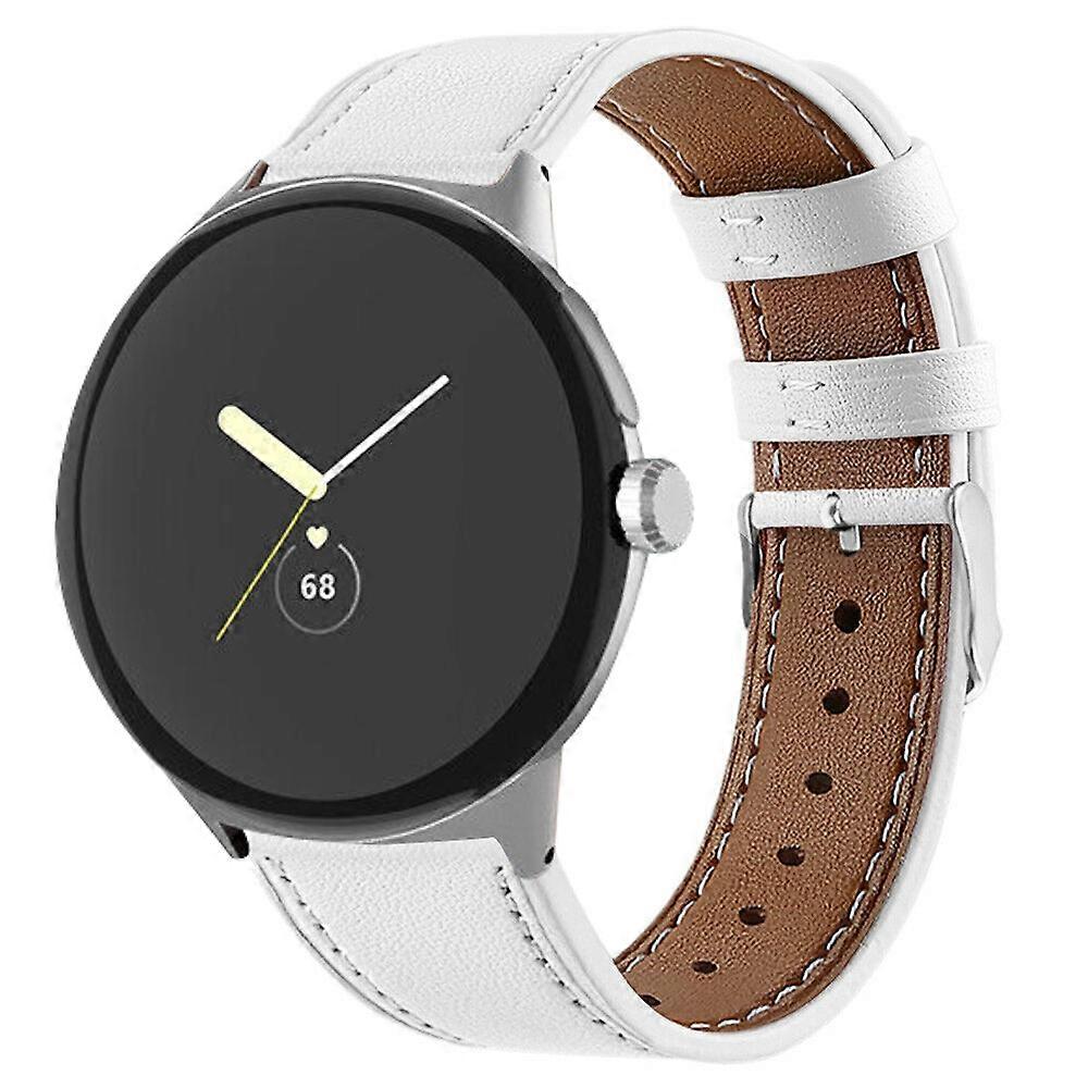 Til Google Pixel Watch 1 / 2 / 3 41mm Rund hale Læder Urrem