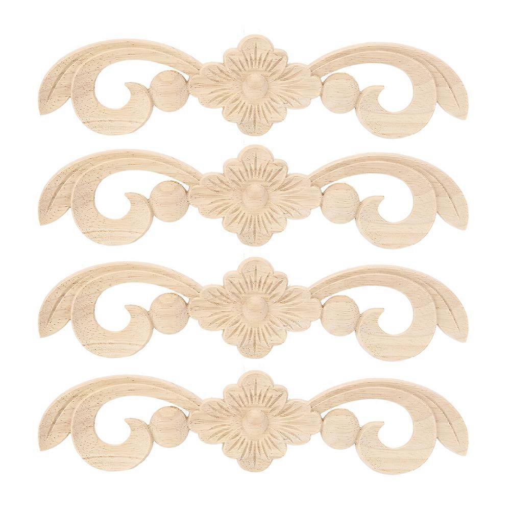 4Pcs Flower Carved Applique Long Carving Decal for Home Furniture Decoration, DIY Craft, Elegant Design, Multicolor