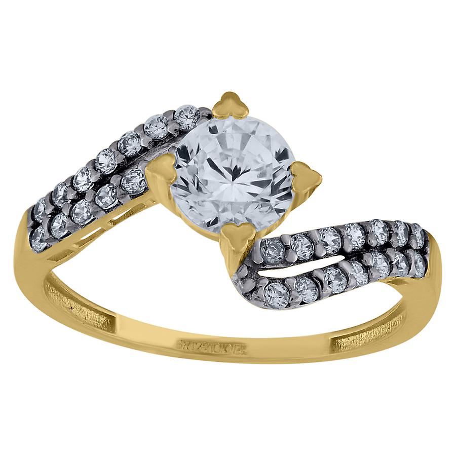 10k Two tone Gold Womens Round Cubic Zirconia Twisted Ring Band Style-Ring for Women - 2.3 Grams