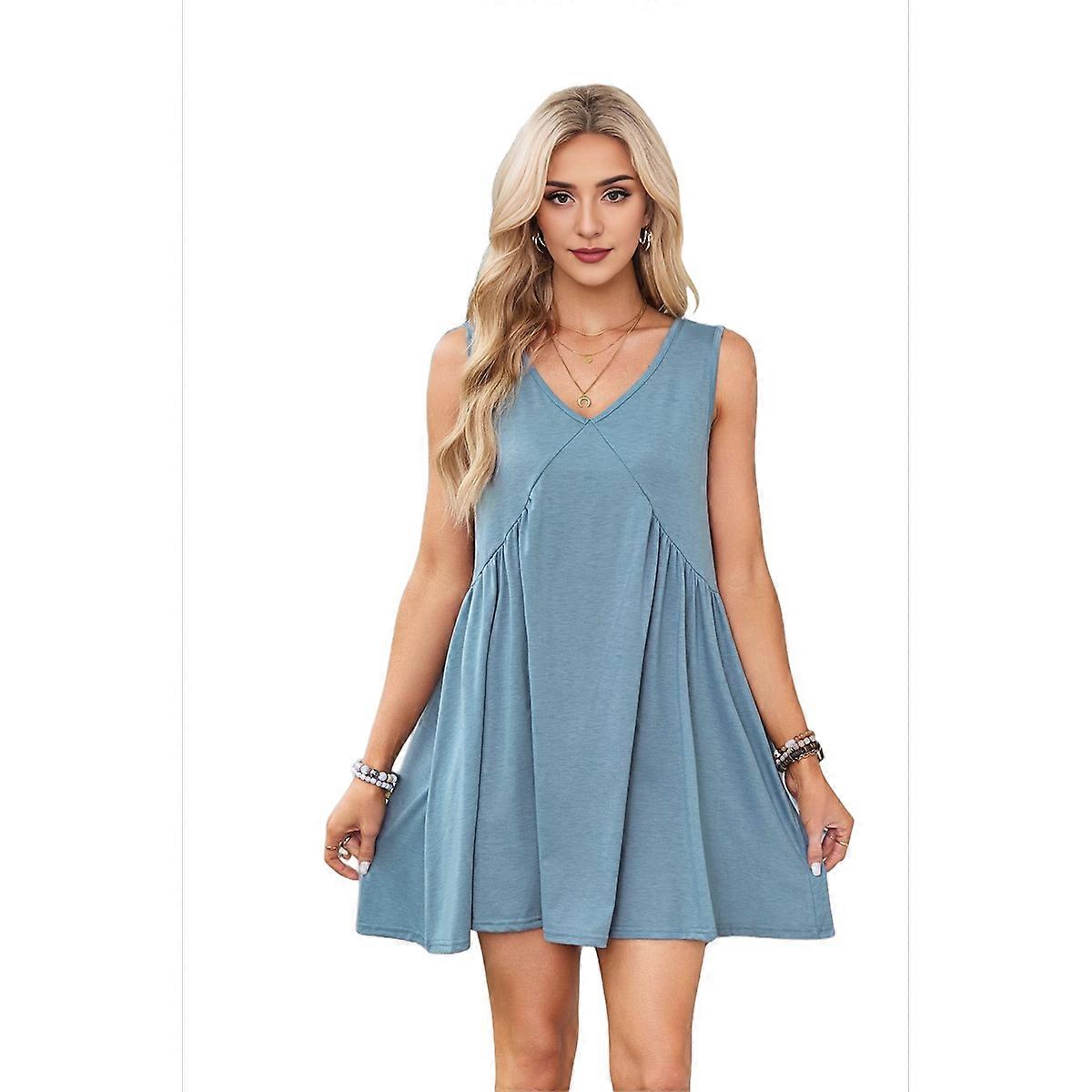 Mini robe sans manches gris-bleu XS