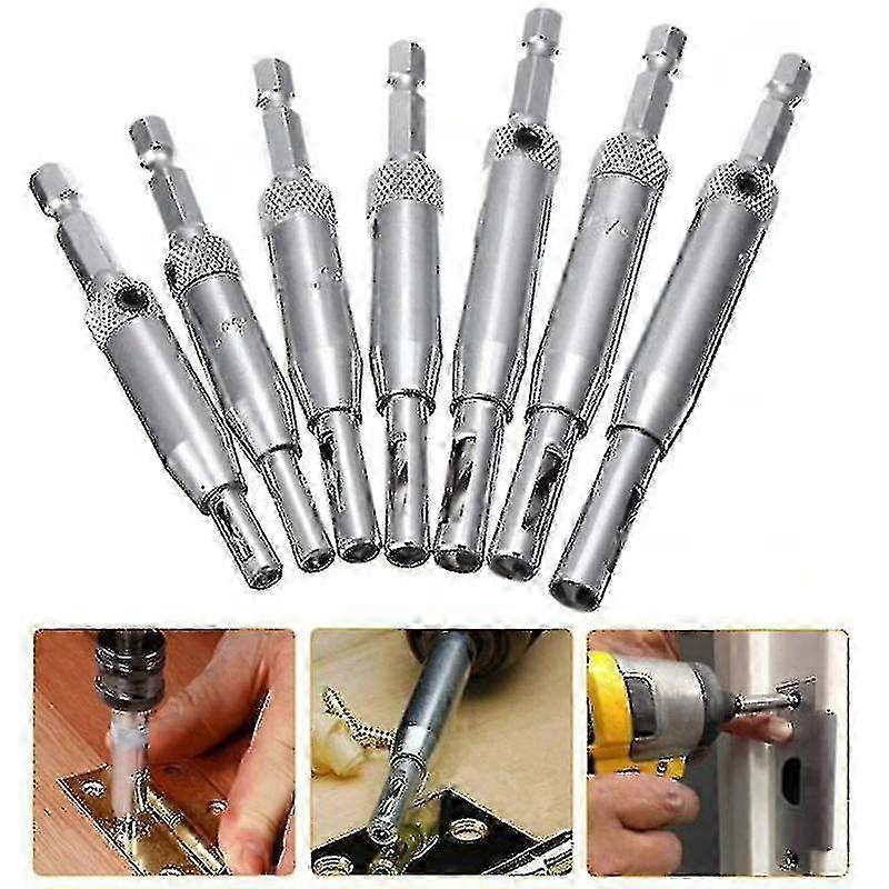 7pcs High-speed Steel Self-centering Drill Bits for Door & Window Hinge Holes