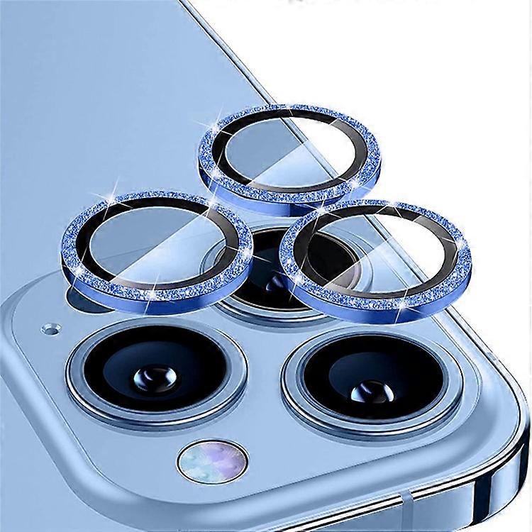 ENKAY HAT PRINCE Compatible For iPhone 14 Pro / 14 Pro Max 1 Set Camera Lens Protector Glitter Decor Tempered Glass Aluminum Alloy