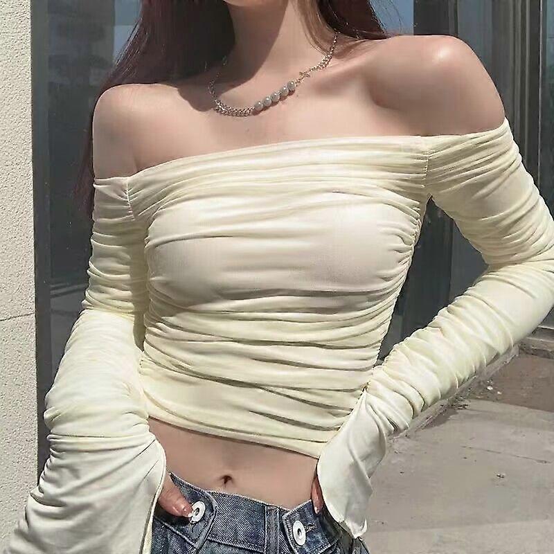 WhereMery Women's Knitted Sweater Open Neck Slim Basic Elegant Sexy Long Sleeve Pullover Spring