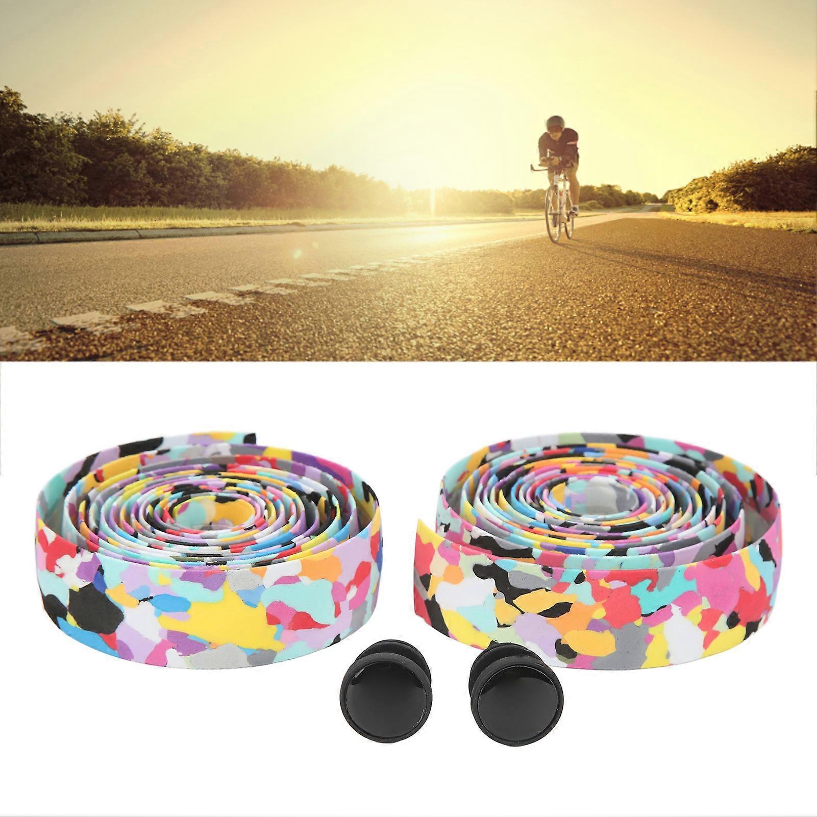 滑り止めロードバイクハンドルバーテープ衝撃吸収自転車バーテープ耐摩耗性サイクリングハンドルラップサイクリングアクセサリーカモフラージュ