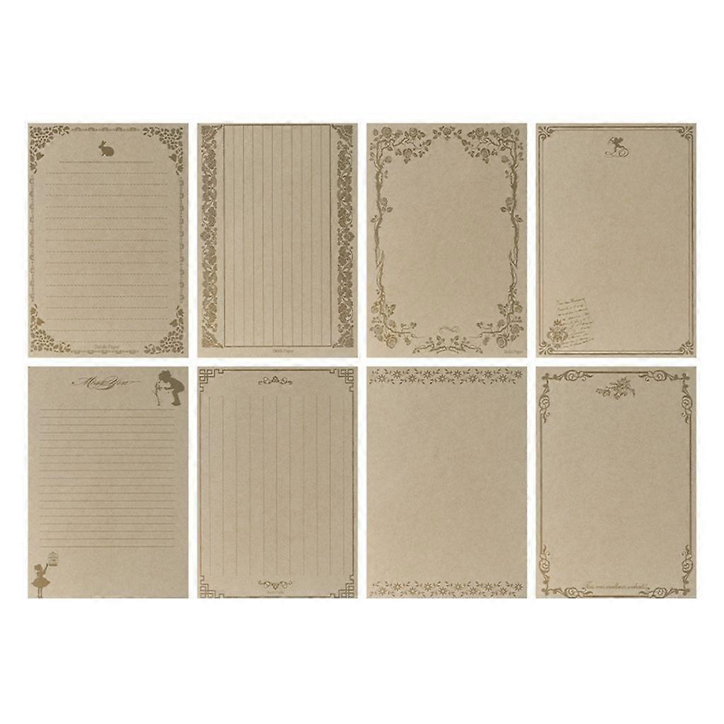 8 Sheets A5 Vintage Blank Kraft Letter Paper Retro Writing Paper A5 Lined