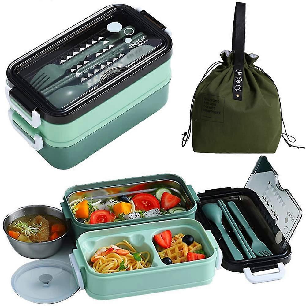 1 Kit Reusable Insulated Bento Box and Lunch Bag for Work 1200ml