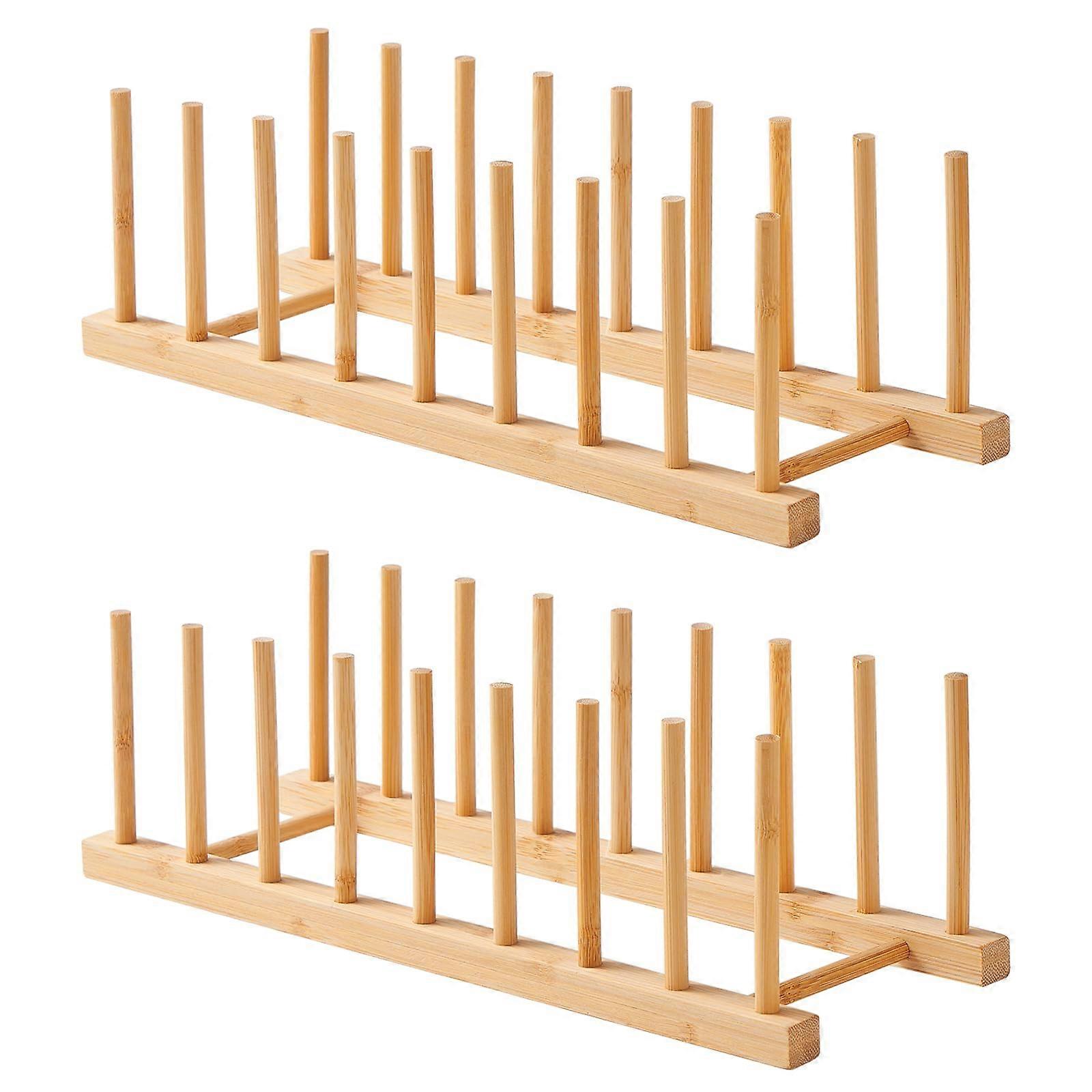 2 PCS Bamboo Dish Drying Rack for Cabinet and Cutting Board Organizer