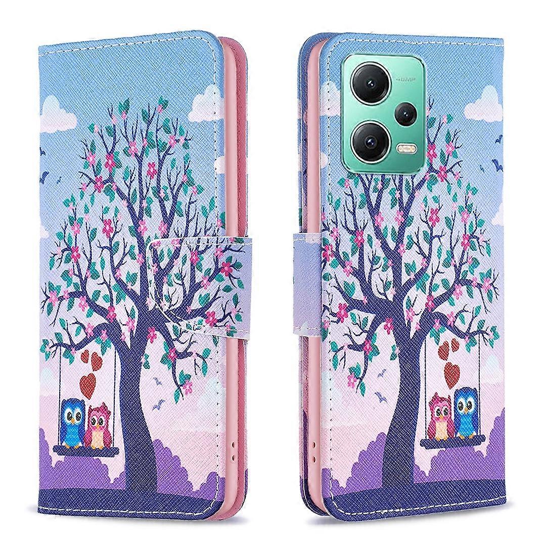 For Xiaomi Redmi Note 12 Global Colored Drawing Pattern Leather Phone Case