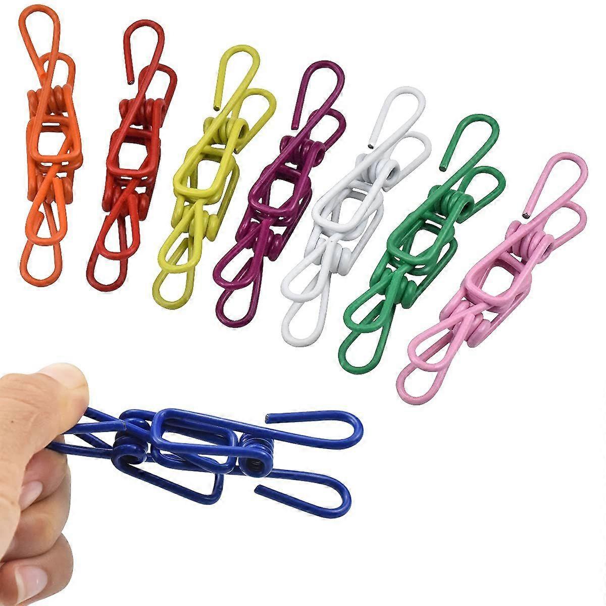 Non-Slip Metal Clothes Clips - 40 Clips Multi-Purpose Windproof Random Colors