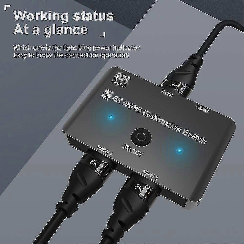 Hdmi-compatible 8k Hd 2.1 Bi-directional Switch 8k@60hz 4k@120hz 1in 2 Out 2in 1 Out High Speed 48gbps Splitter For Xbox X Ps5