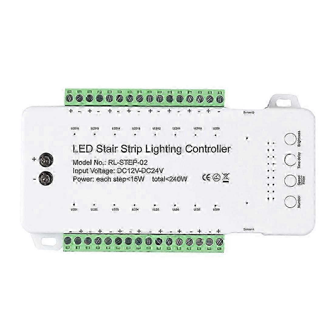16 Channel Dimmable Stair LED Controller Dual PIR Motion Sensor