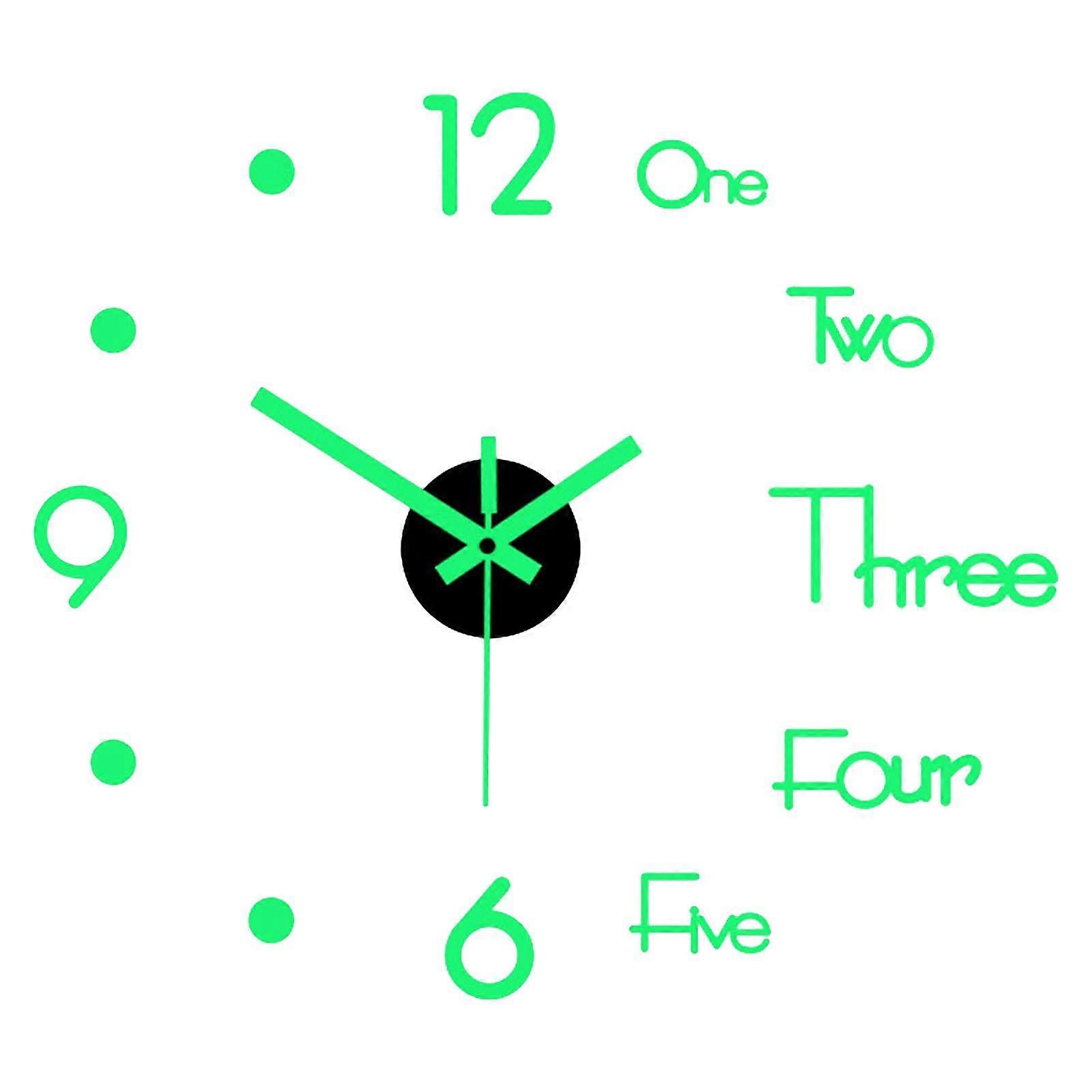 Novelty 3D Luminous Wall Clock Stickers DIY Glow in Dark 40cm Digital Clock