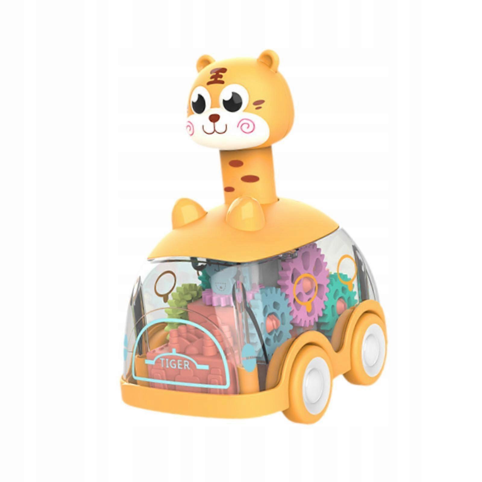 赤ちゃんのおもちゃの車、男の子の車を押して行く車のおもちゃ、赤ちゃんを押して行くタイガー