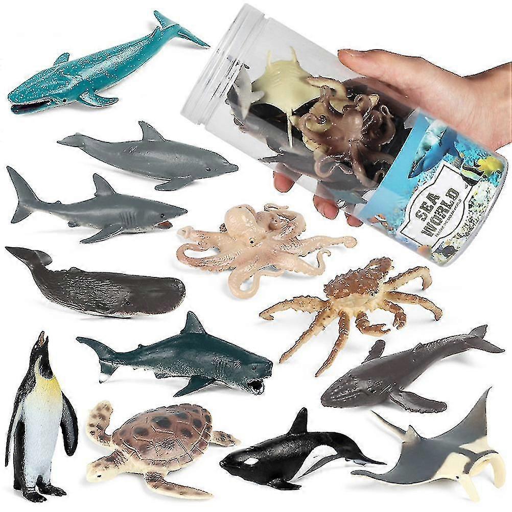 12pcs Sea Animal Toys Set Réaliste Sea Animal Figures Ocean Toy Playsets Figurines d’animaux en plastique pour les enfants Sea Lovers