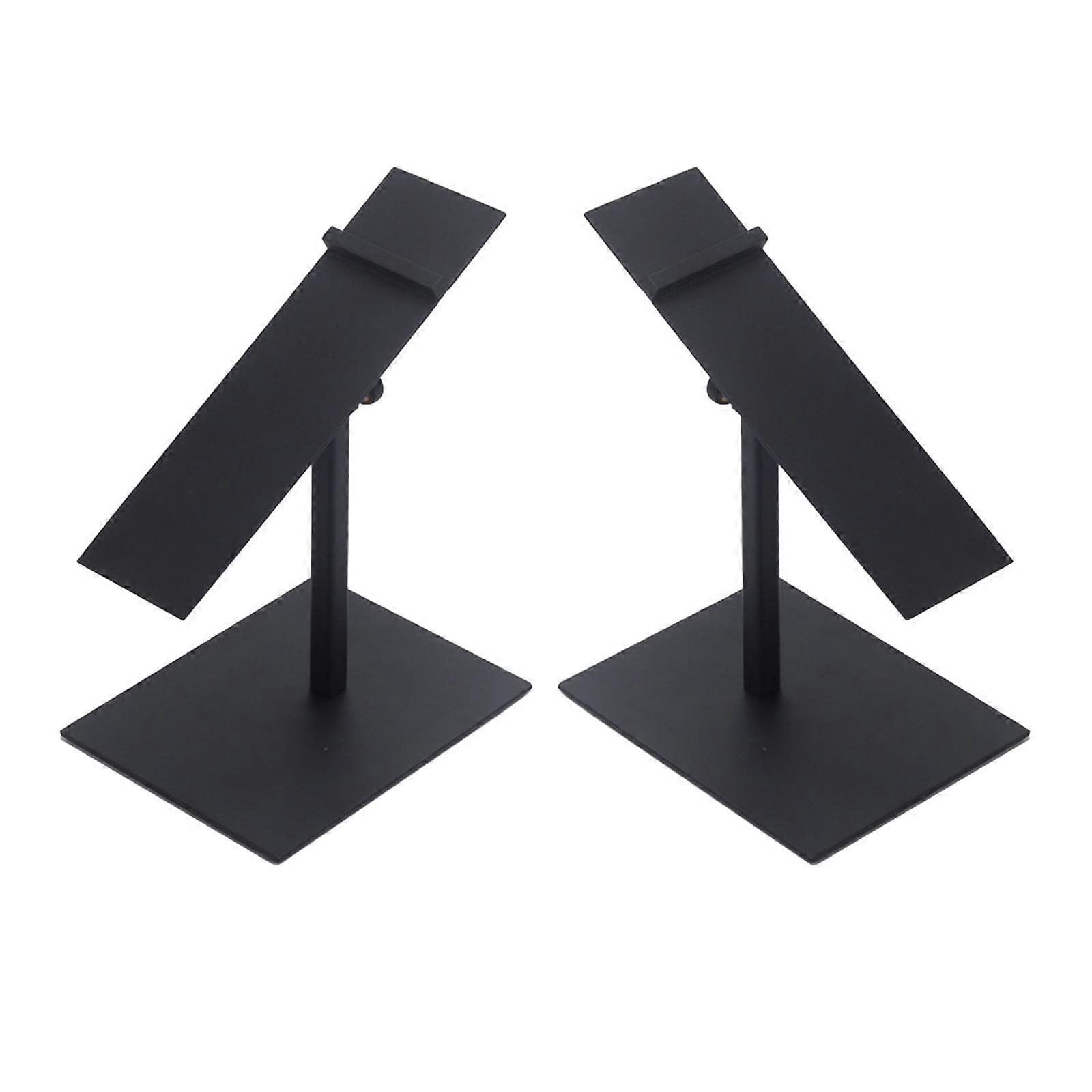 2x Iron Shoe Display Stand Adjustable Black Shelf Riser Prop Rack Space Saver