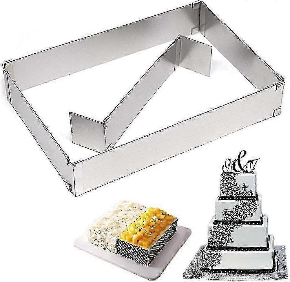 Adjustable Rectangular Baking Frame with Dividers, Cake Ring