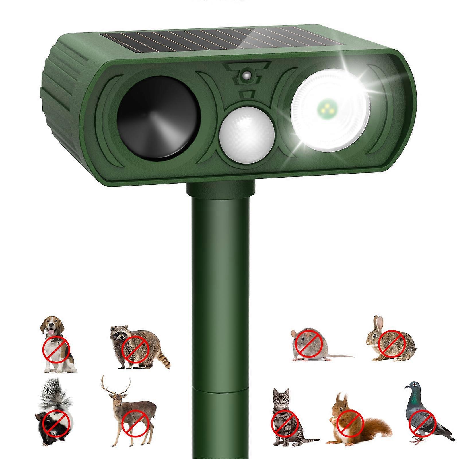 Upgraded Solar Ultrasonic Animal Repellent, Motion Detection, with LED for Yard Garden