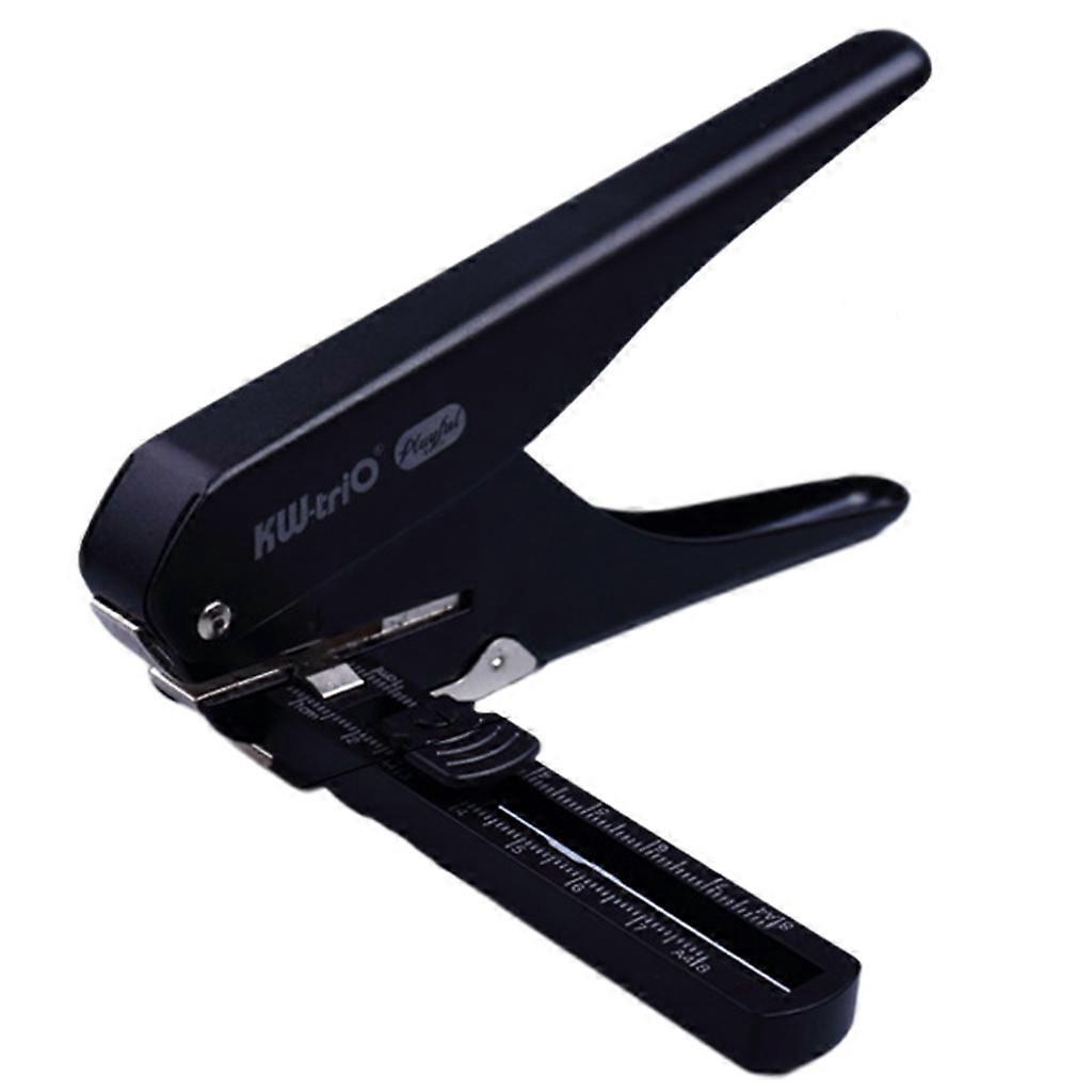 Handy Single Hole Punch Adjustable Hole Pitch 15-80mm Paper Capacity 20 Sheets with Flexible Positioning Ruler Chip Tray black